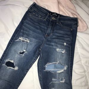 Hollister Patched Ripped High Rise Jeans